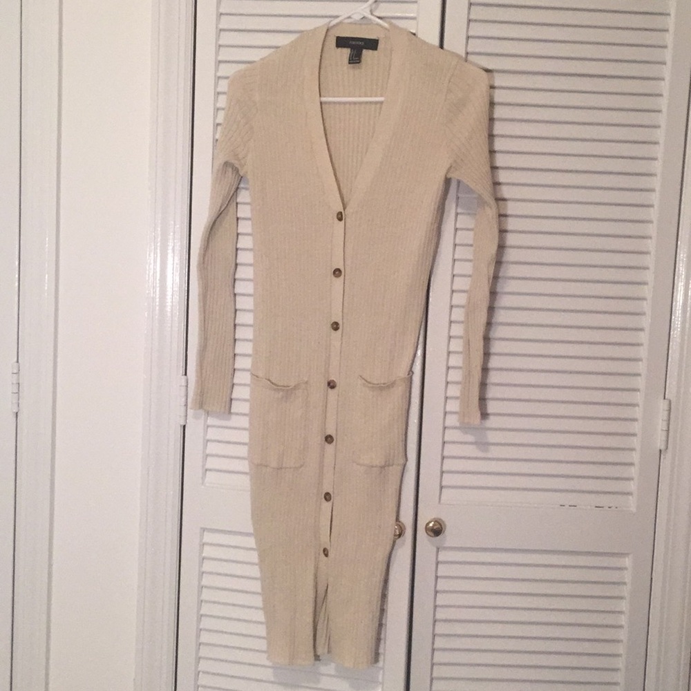 Long Button Down Cream Cardigan